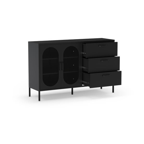 Šoninė spintelė juodos spalvos 140x90 cm Diora – Marckeric-image-4