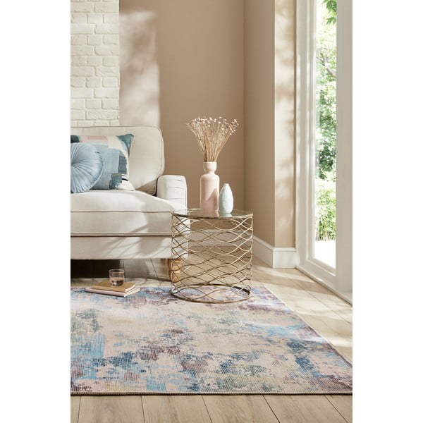 Skalbiamas iš perdirbto pluošto mišinio kilimas mėlynos spalvos/violetinės spalvos 80x150 cm Reid – Flair Rugs-image-1