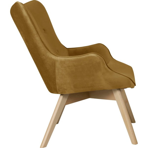 Garstyčių spalvos iš velveto krėslas Niko – Ropez-image-3