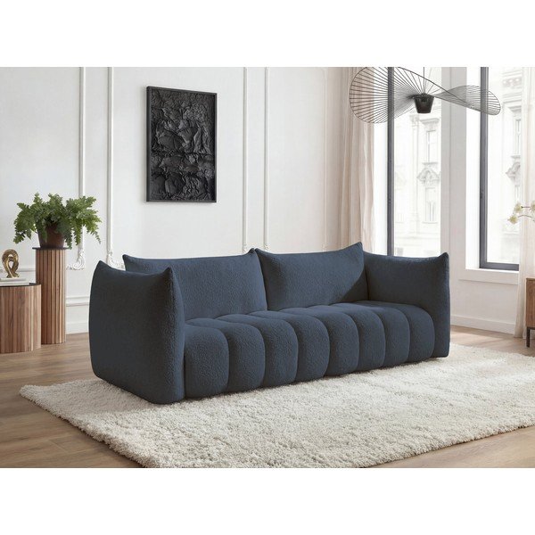Tamsiai mėlynos spalvos sofa iš boucle 286 cm Azra – Bobochic Paris-image-1