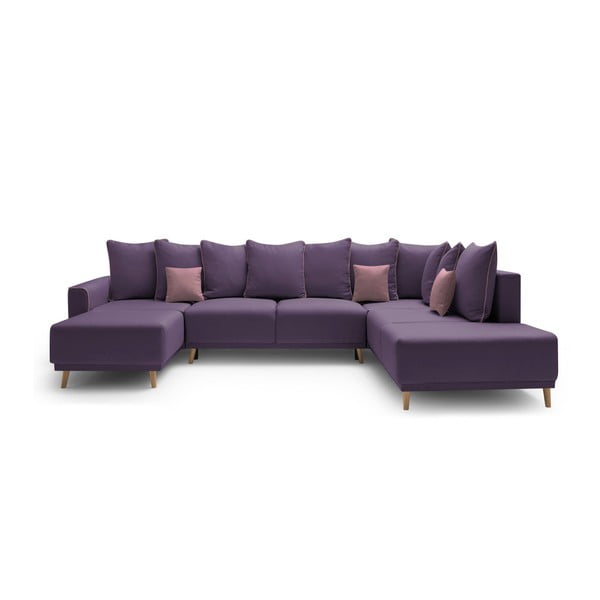 Violetinė U formos sofa-lova "Bobochic Paris Panoramique XXL Mola", kairysis kampas