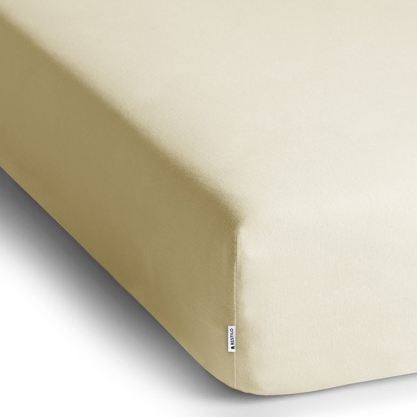 Smėlio spalvos iš Jersey audinio paklodė su guma 90x200 cm Amber – Restilo-image-2
