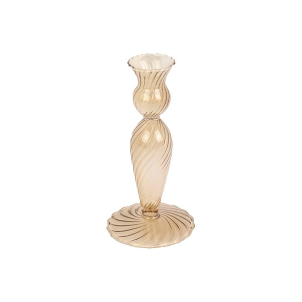 Šviesiai ruda stiklo žvakidė PT LIVING Swirl, aukštis 17 cm