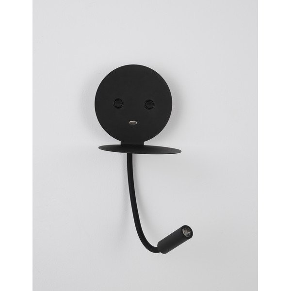Juodos spalvos iš aliuminio sieninė lempa LED su sulankstoma konstrukcija/su USB portu Eclip – Nova Luce-image-3