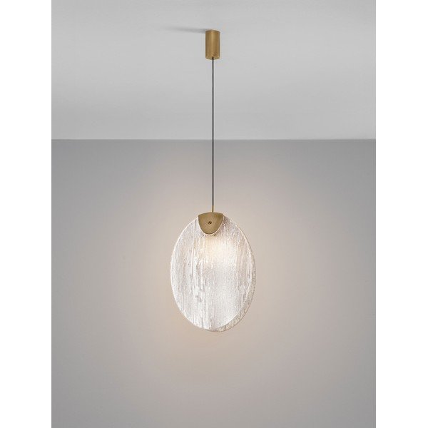 Žalvario spalvos iš plieno kabantis šviestuvas LED su stiklo gaubtu Shelina – Nova Luce-image-3