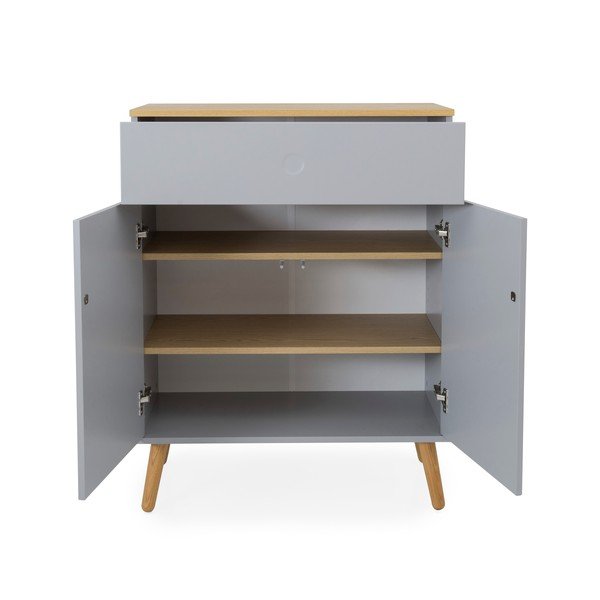 Pilka komoda su ąžuolinėmis kojomis Tenzo Dot, plotis 79 cm-image-2