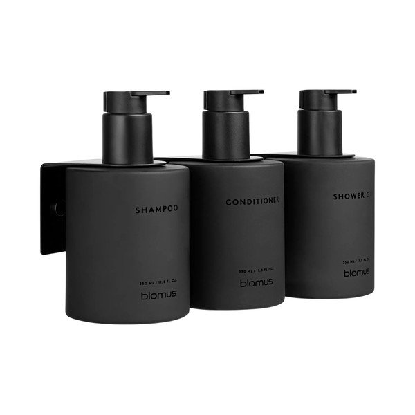 Sieniniai juodos spalvos iš stiklo muilo dozatoriai 3 vnt. 350 ml Kirei – Blomus