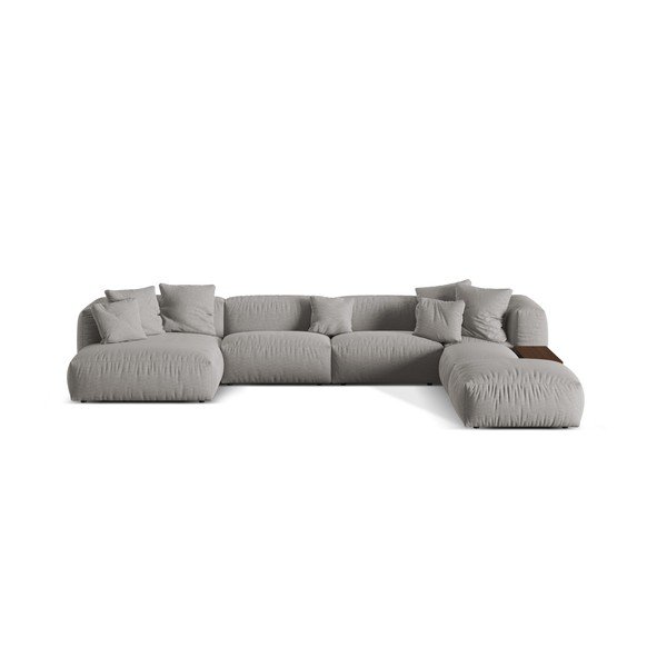 Modulinė kampinė sofa šviesiai pilkos spalvos (su dešiniuoju kampu/„U“ formos) Martina – Micadoni Home