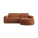 Terakotos spalvos iš šenilinio audinio kampinė sofa (su dešiniuoju kampu/su gultu) Omao – Makamii