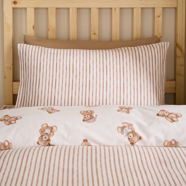 Kreminės spalvos iš flanelės viengulė vaikiška patalynė 120x150 cm Brushed Teddy Bear – Catherine Lansfield-image-2