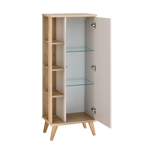 Kreminės spalvos aukšta vonios daiktadėžė iš ąžuolo 50,5x128 cm Quickset 966 – Pelipal-image-2