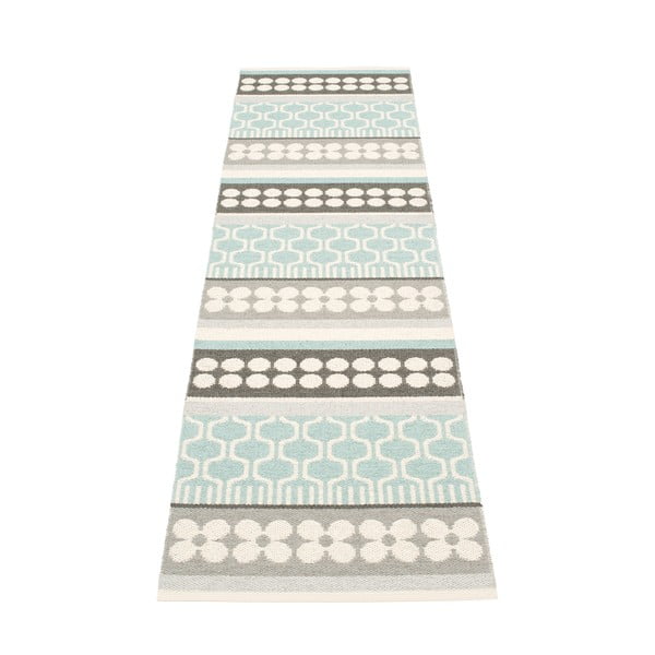 Pilkos spalvos/turkio spalvos lauko kilimas 70x270 cm Asta Pale Turquoise – Pappelina
