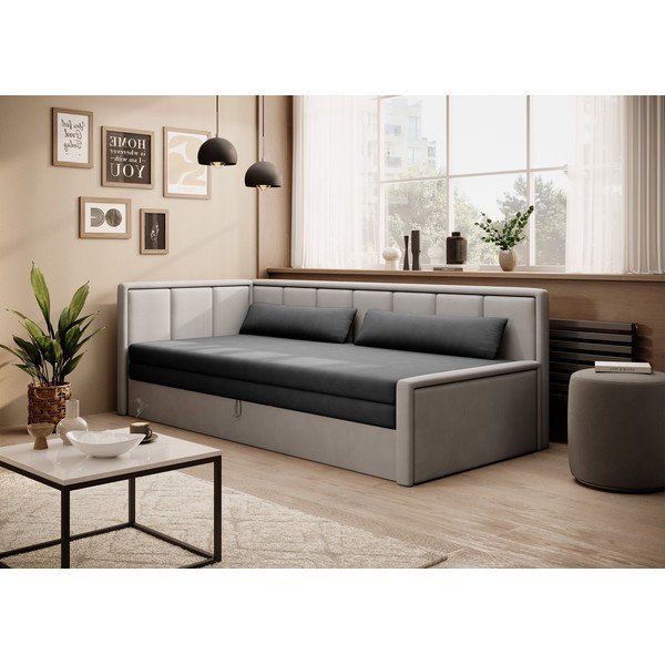 Pilkos spalvos iš šenilinio audinio sulankstoma/su sandėliavimo vieta sofa 214 cm Fulgeo – ELTAP-image-1