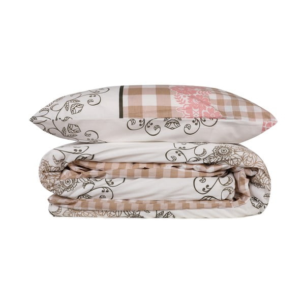 Baltos spalvos/rožinės spalvos iš ranforce medvilnės viengulė patalynė 140x200 cm Nazenin – Mijolnir