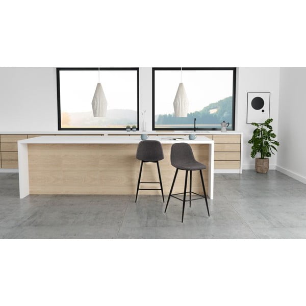 Pilkos spalvos iš audinio baro taburėtės 2 vnt. (sėdynės aukštis 65 cm) Wilma – Actona-image-2