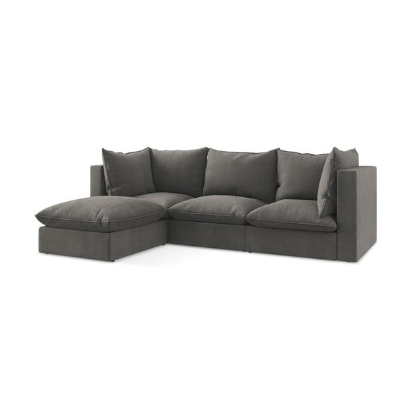 Tamsiai pilkos spalvos kampinė sofa (su kairiuoju kampu/su gultu) Manao – Makamii-image-3