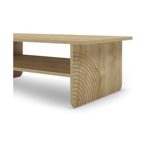 Natūralios spalvos kavos staliukas su ąžuolo dekoro stalviršiu 60x110 cm Daira – Marckeric-image-4