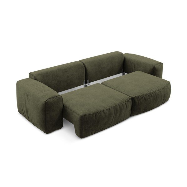 Žalios spalvos sulankstoma sofa iš šenilinio audinio 275 cm Kuki – Makamii-image-4