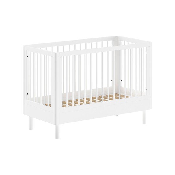 Baltos spalvos iš buko masyvo vaikiška lovelė reguliuojamas aukštis 60x120 cm Forrest – Vipack-image-2