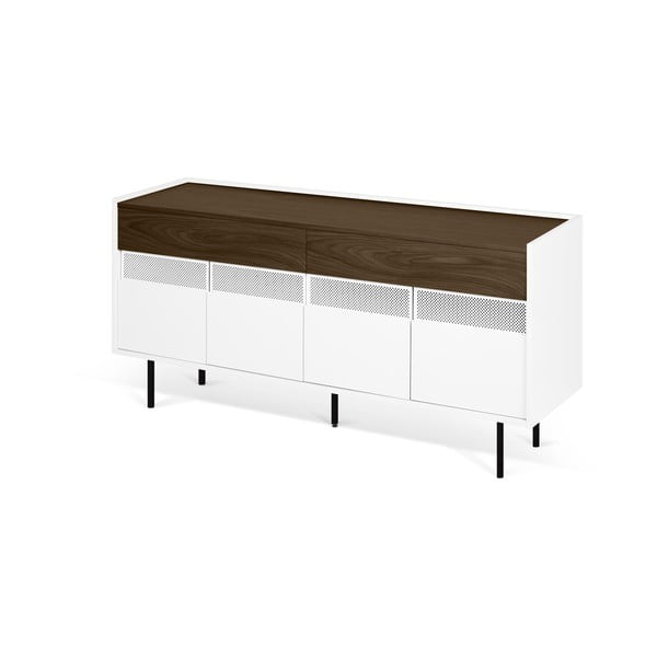 Balta komoda su riešutmedžio elementais Radio - TemaHome-image-1