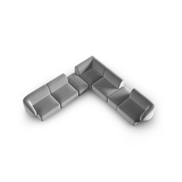 Pilkos spalvos iš velveto kampinė sofa Paolo – Milo Casa-image-1