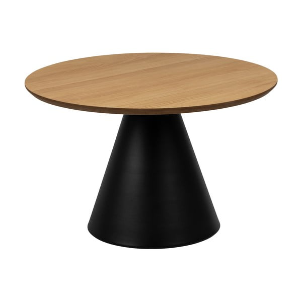 Apvalios formos kavos staliukas juodos spalvos/natūralios spalvos su ąžuolo dekoro stalviršiu ø 65 cm Soli – Actona