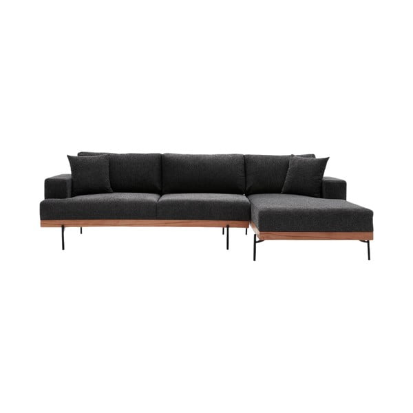 Kampinė sofa antracito spalvos (su dešiniuoju kampu) Liva – Balcab Home