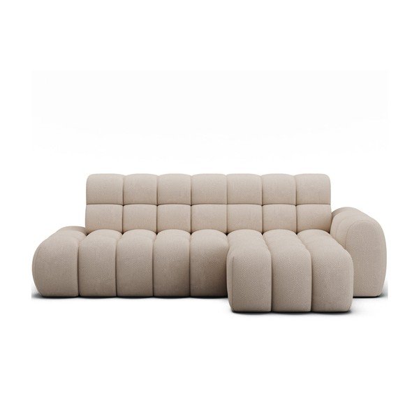 Smėlio spalvos sulankstoma kampinė sofa (su dešiniuoju kampu/su gultu) Ceedro – ELTAP