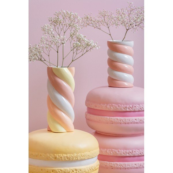 Baltos spalvos/rožinės spalvos iš keramikos vaza (aukštis 23 cm) Marshmallow – PT LIVING-image-1