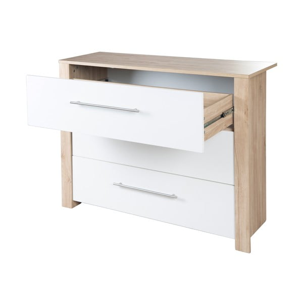 Žema su vystymo stalu vaikiška šoninė spintelė baltos spalvos/natūralios spalvos iš ąžuolo 112x98 cm – Roba-image-4