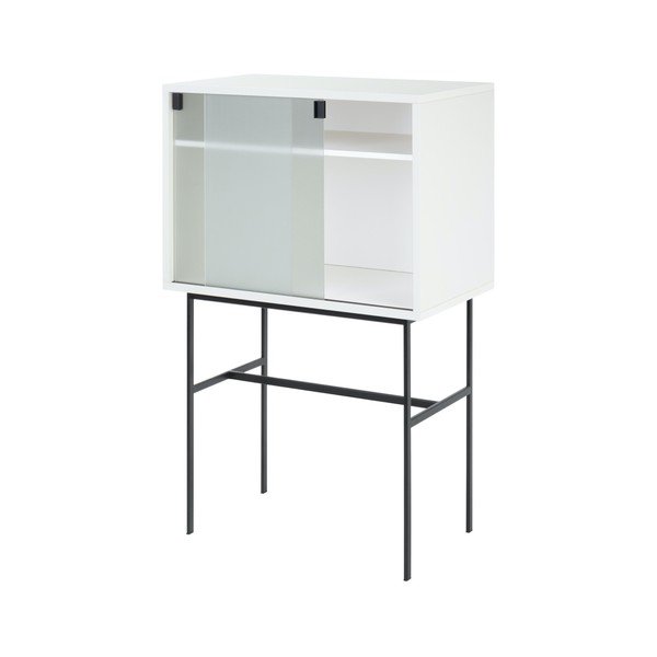 Pilkai smėlinės spalvos vitrina su stumdomomis durimis 70x109x40 cm Lekko – noo.ma