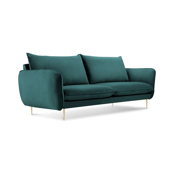 Smaragdinės spalvos aksominė sofa Cosmopolitan Design Florence, 160 cm