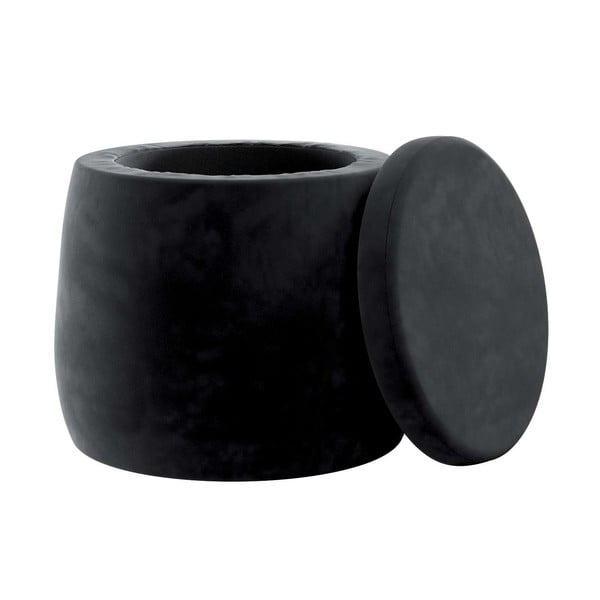 Iš velveto vaikiškas pufas juodos spalvos Posh Velvet – Yellow Tipi-image-1