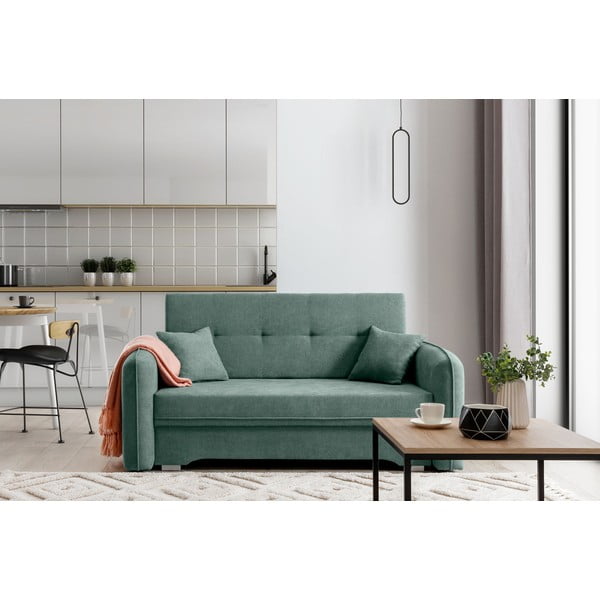 Žalios spalvos iš šenilinio audinio sulankstoma/su sandėliavimo vieta sofa 155 cm Laine – ELTAP-image-1
