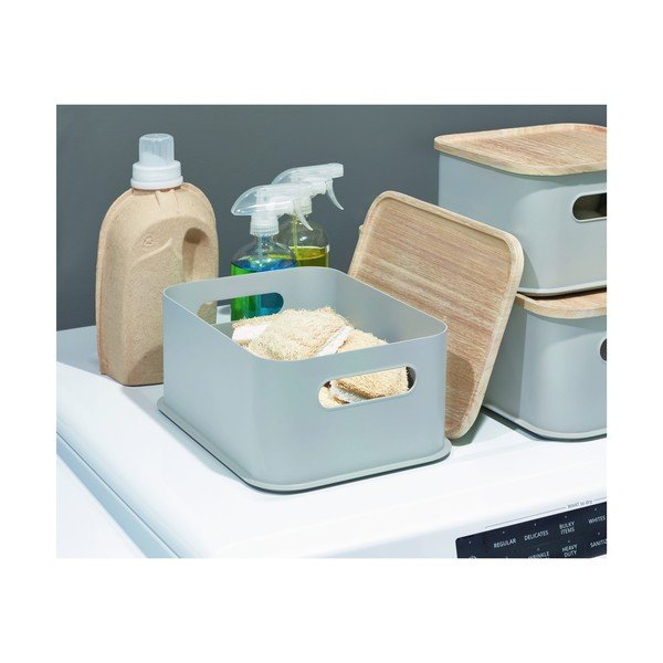 Pilka dėžutė su dangteliu pagaminta iš paulovnijos medienos iDesign Eco Handled, 21,3 x 30,2 cm-image-4