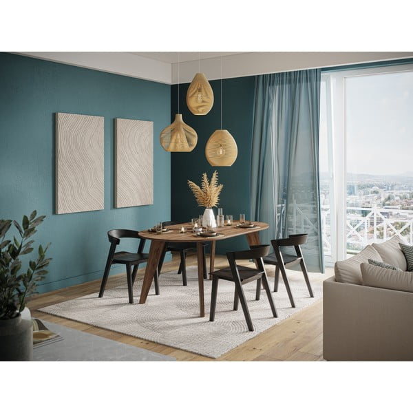 Valgomojo stalas natūralios spalvos su riešutmedžio dekoro stalviršiu 100x180 cm Lago – TemaHome-image-1