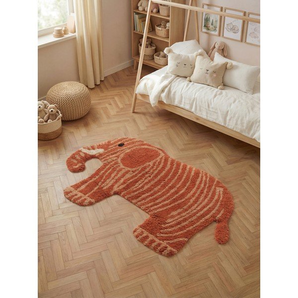 Skalbiamas/rankų darbo terakotos spalvos iš medvilnės vaikiškas kilimas 75x120 cm Snuggle Elodie – Hanse Home-image-1