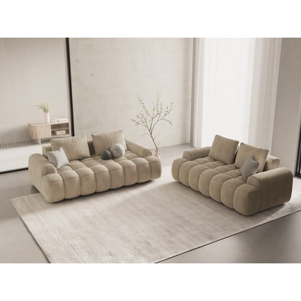 Smėlio spalvos iš velveto sofa 175 cm Linz – Cosmopolitan Design-image-1