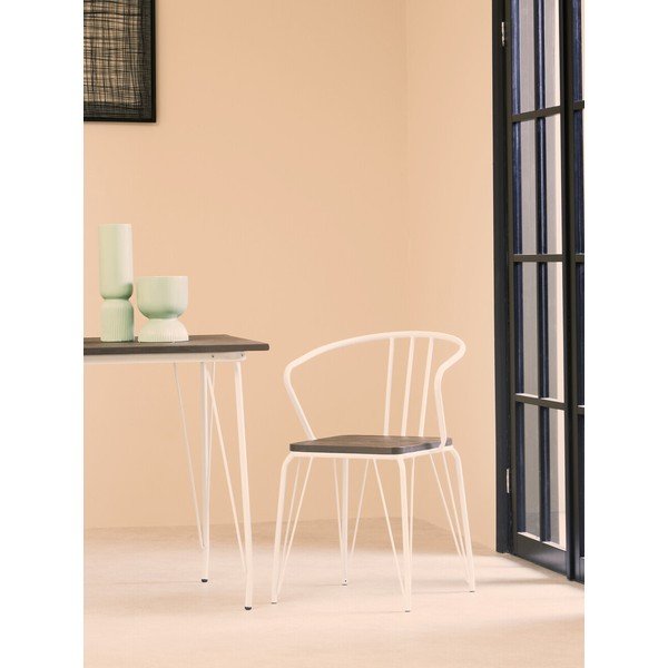 Baltos spalvos/natūralios spalvos iš guobos masyvo valgomojo kėdė District – Premier Housewares-image-1