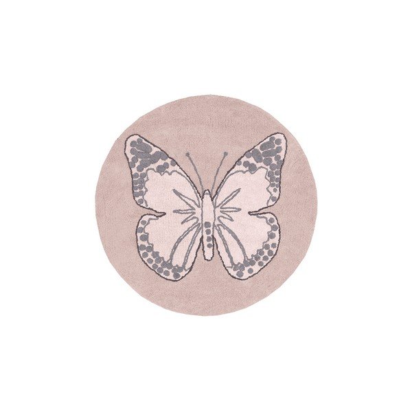 Skalbiamas/rankų darbo iš medvilnės vaikiškas kilimas rožinės spalvos ø160 cm Mariposa – Lorena Canals