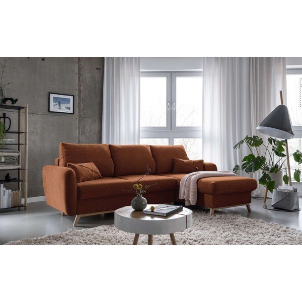 Oranžinės spalvos sofa-lova Miuform Scandic Lagom, dešinysis kampas-image-3