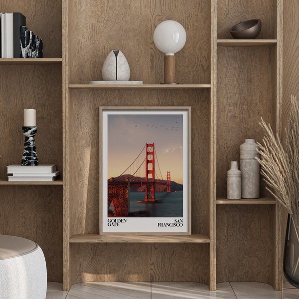 Spausdintas paveikslas su rėmeliu 50x70 cm Golden Gate – Styler-image-1