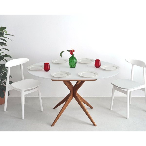 Apvalios formos prailginamas valgomojo stalas su papildomu stalviršiu ø 90 cm Jubi – Ragaba-image-4