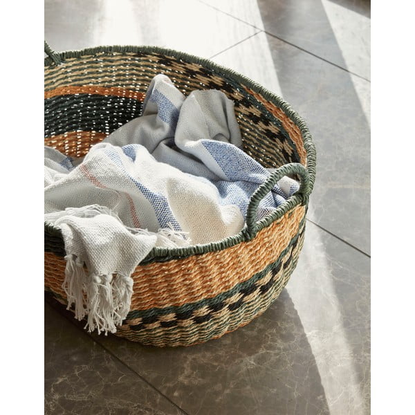 Smėlio ir mėlynos spalvos medvilninis pledas Hübsch Dream, 140 x 200 cm-image-3