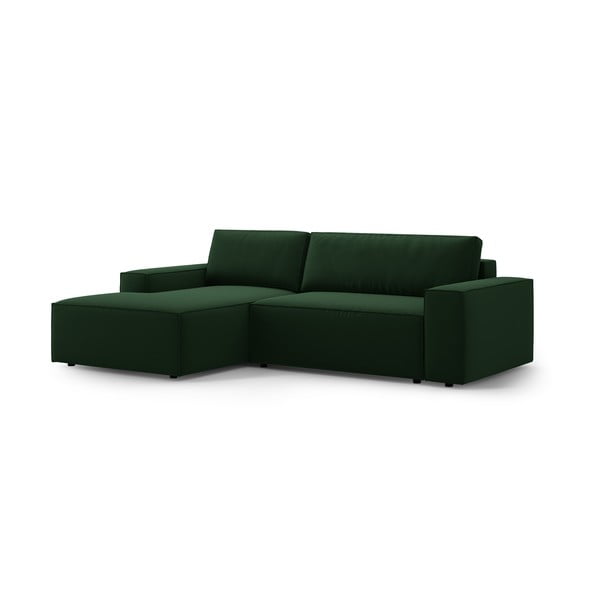 Iš velveto sulankstoma/su sandėliavimo vieta kampinė sofa tamsiai žalios spalvos (su kairiuoju kampu/su gultu) Jodie – Micadoni -image-3
