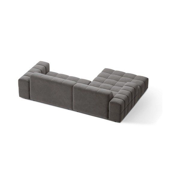 Pilkos spalvos kampinė sofa iš velveto (su kairiuoju kampu/su gultu) Chicago – Cosmopolitan Design-image-2
