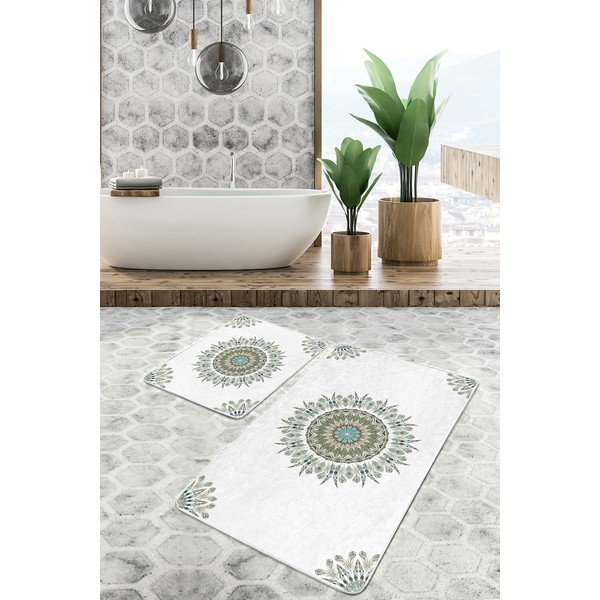 Vonios kilimėliai baltos spalvos 2 vnt. 60x100 cm – Mila Home-image-3