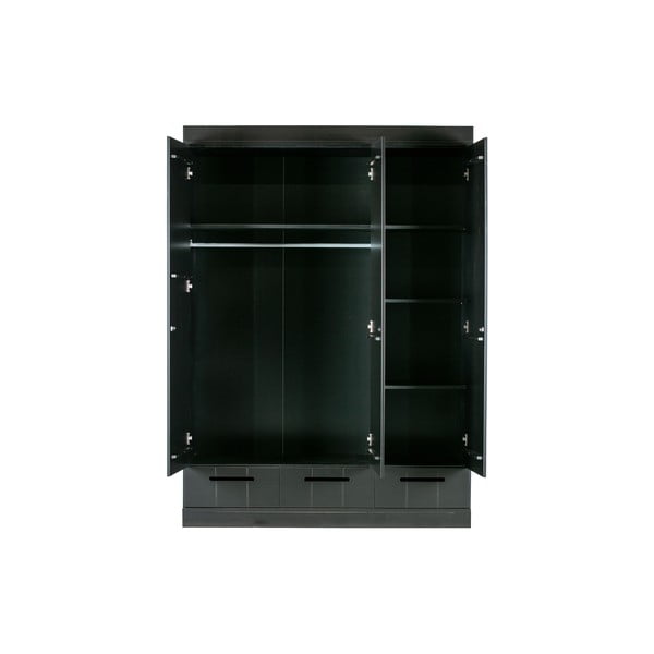 Juoda pušies medienos konstrukcijos spinta WOOOD Connect, 140 cm pločio-image-4