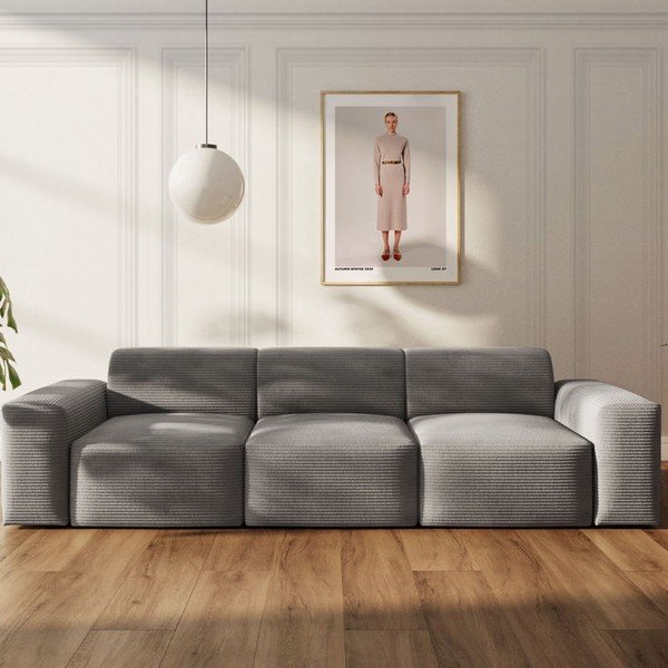 Pilkos spalvos iš kordinio velveto sofa 285 cm Villet – Rodier-image-1