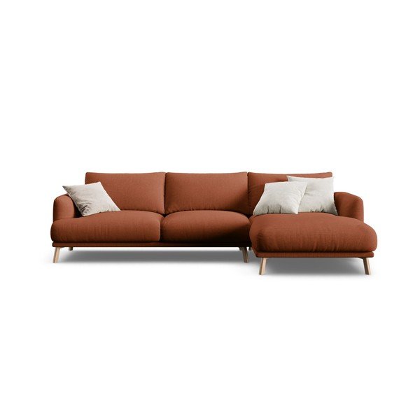 Terakotos spalvos kampinė sofa (su dešiniuoju kampu/su gultu) Naomi – Micadoni -image-3